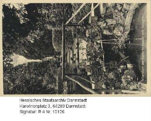 Reichelsheim im Odenwald, Gasthof und Pension 'Zum Schwanen' (Inhaber: J. Treusch) / Teilansicht der Gartenterrassen mit Anlagen