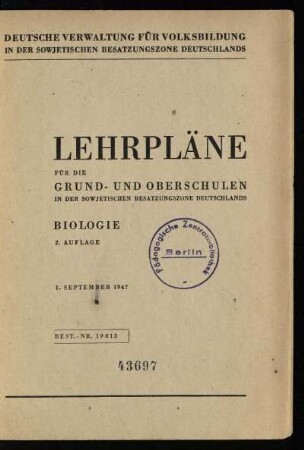 1947: Biologie