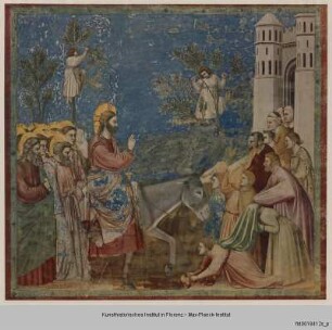 Leben Christi (obere Zone Nord bis Judasverrat) und Präfigurationen : Einzug in Jerusalem