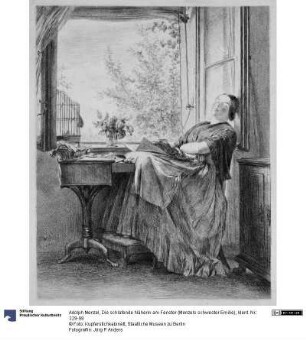 Die schlafende Näherin am Fenster (Menzels Schwester Emilie)
