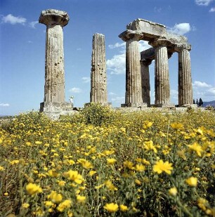 Korinth. Apollontempel. Blick auf Tempelreste
