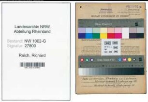 Entnazifizierung Richard Reich, geb. 07.10.1898 (Haendler)