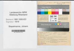 Entnazifizierung Johann Stapelmanns, geb. 25.03.1889 (Elektromonteur)