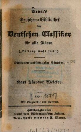 Karl Theodor Welcker : Mit Biographie und Portrait