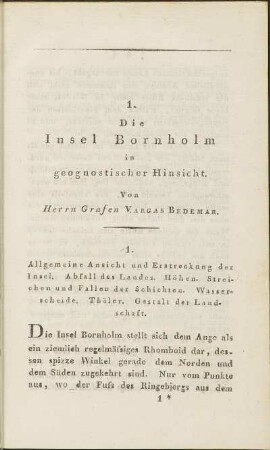 1. Die Insel Bornholm in geognostischer Hinsicht.