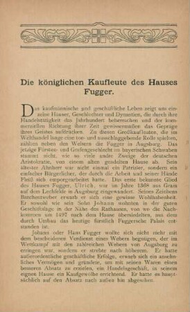 Die königlichen Kaufleute des Hauses Fugger