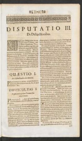 Disputatio III. De Distinctionibus
