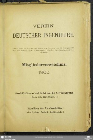 1906: Mitgliederverzeichnis