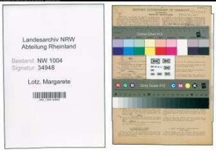 Entnazifizierung Margarete Lotz , geb. 12.11.1911 (Schneiderin)