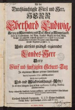 A1r-G2r, Als der Durchlaeuchtigste Fuerst und Herr ...