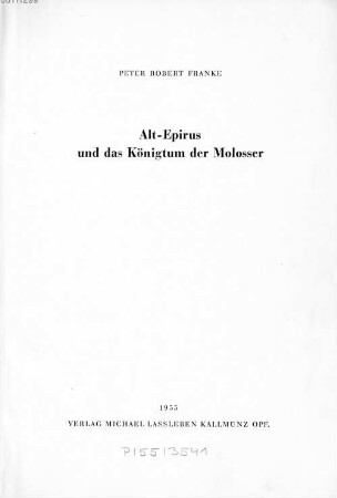 Alt-Epirus und das Königtum der Molosser