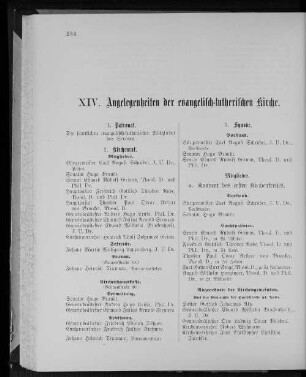 XIV. Angelegenheiten der evangelisch-lutherischen Kirche.