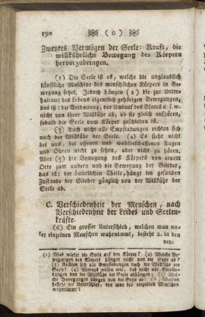 C. Verschiedenheit der Menschen, nach Verschiedenheit der Leibes- und Seelenkräfte.