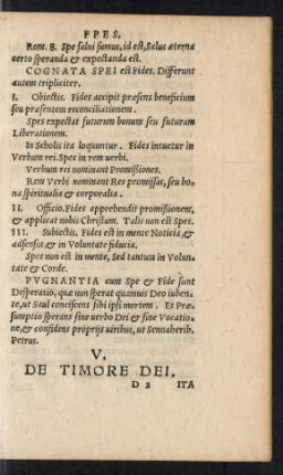 V. De Timore Dei.