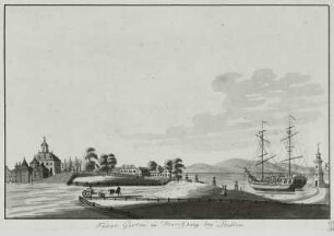 Fasan Garten zu Moritzburg bey Dresden : Moritzburg, Fasanenschlösschen und Leuchtturm, Kupferstich
