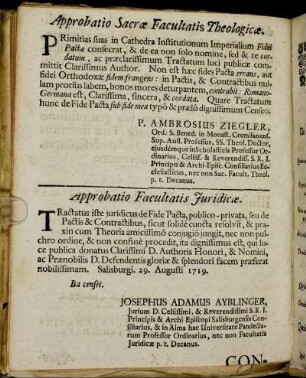 Approbatio Sacræ Facultatis Theologicæ.