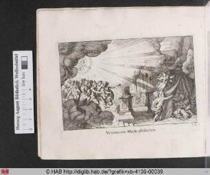 Veneris cum Marte adulterium. [Vulcanus fängt Mars und Venus mit seinem Netz]