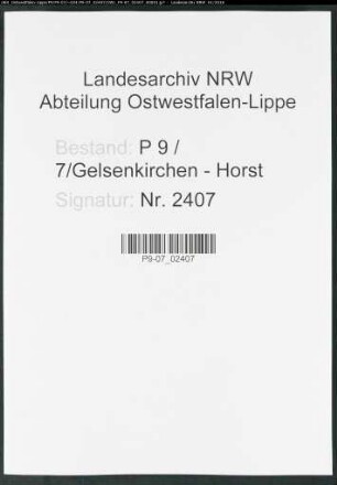 Sterberegister Standesamt Gelsenkirchen-Horst
