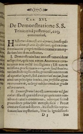 Cap. XVI. De Demonstratione S. S. Trinitatis à posteriori, eaq; communiori