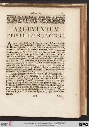 Argumentum Epistolæ S. Jacobi