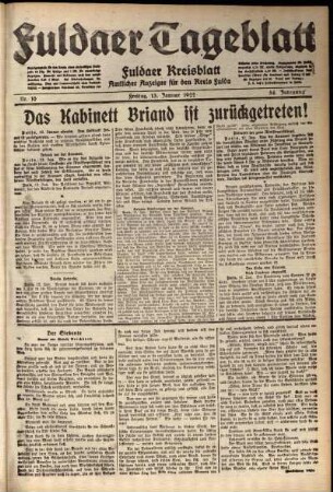Ausgabe vom Freitag, den 13. Januar 1922.