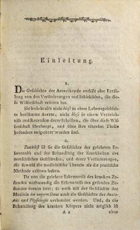 Versuch einer pragmatischen Geschichte der Arzneykunde, Erster Theil