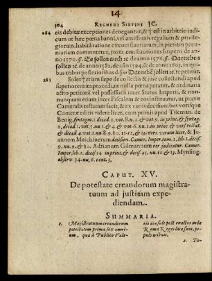Caput. XV. De potestate creandorum magistratuum ad iustitiam expediendam