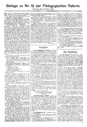 [Zur Einführung des Werkunterrichts] : [Fortsetzung aus dem Hauptblatt] ; Beilage zu Nr. 12 der Pädagogischen Reform