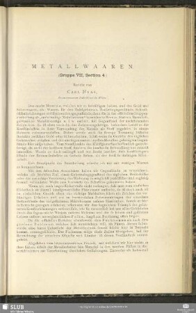 Metallwaaren : (Gruppe VII, Section 4)