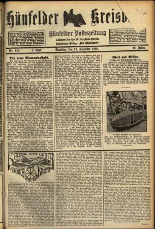 Dritte Ausgabe vom Samstag, den 13. Dezember 1930.