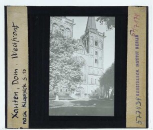 Xanten, St. Viktor : Außenansicht von NW, Doppelturmfassade