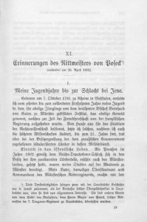 XI. Erinnerungen des Rittmeisters von Poseck.