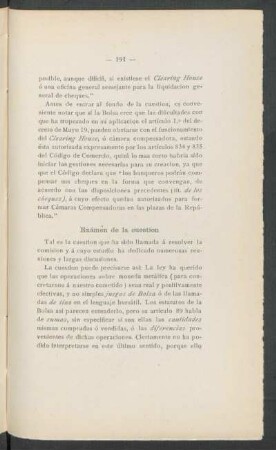 Exámen de la cuestión