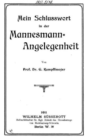 Mein Schlusswort in der Mannesmann-Angelegenheit