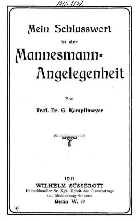 Mein Schlusswort in der Mannesmann-Angelegenheit