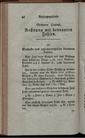 Sechstes Kapitel. Rechnung mit benannten Zahlen.
