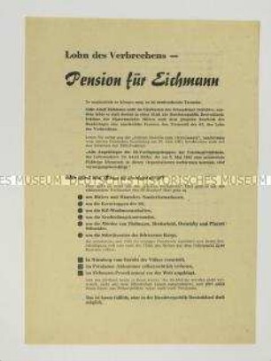 Propagandaflugblatt der SED über die Pensionsberechtigung von ehemaligen SS-Angehörigen in der Bundesrepublik ("131er Gesetz")