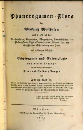 Phanerogamen-Flora der Provinz Westfalen