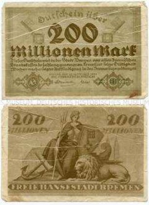 Bremen Notgeld 200 Millionen Mark