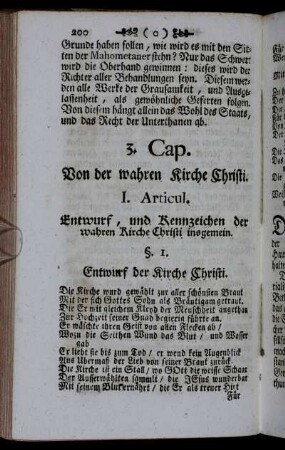 I. Articul. Entwurf, und Kennzeichen der wahren Kirche Christi insgemein.