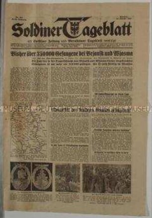 Regionale Tageszeitung "Soldiner Tageblatt" u.a. zur Doppelschlacht bei Wjasma und Brjansk und zur Bombardierung von Manchester