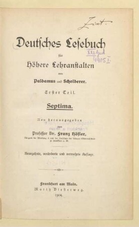 Teil 1 = Septima, [Schülerband]: [Teil 1 = Septima, [Schülerband]]