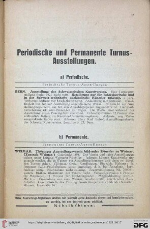 Periodische und permanente Turnus-Ausstellungen