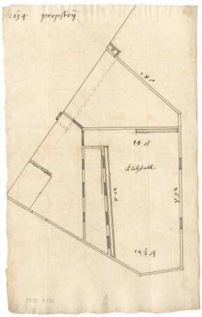 b) Grundriss des Kuhstalls und des umgebenden Grundstücks, 1634 (Folio, Tinte)