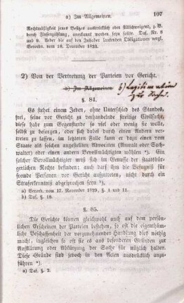 2) Von der Vertretung der Parteien vor Gericht.