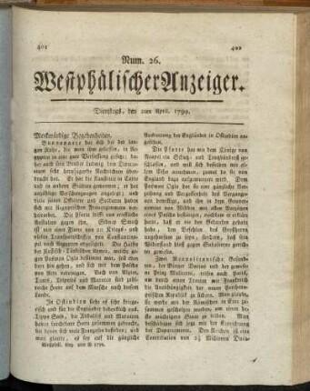 Num. 26. Dienstag, den 2ten April. 1799