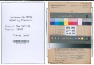 Entnazifizierung Josef Cremer , geb. 26.03.1899 ()
