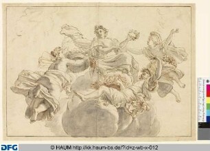 Schwebende Frauen mit Blumen (Allegorie des Frühlings)