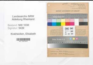 Entnazifizierung Elisabeth Krakhecken , geb. 22.05.1922 (Fuersorgerin)