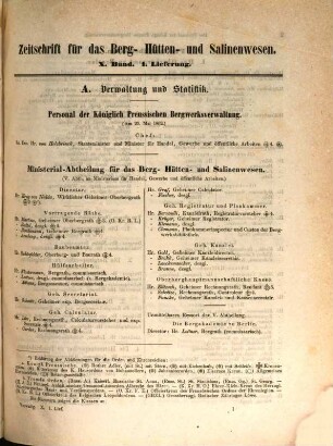 Zeitschrift für das Berg-, Hütten- und Salinenwesen im Deutschen Reich, 10. 1862